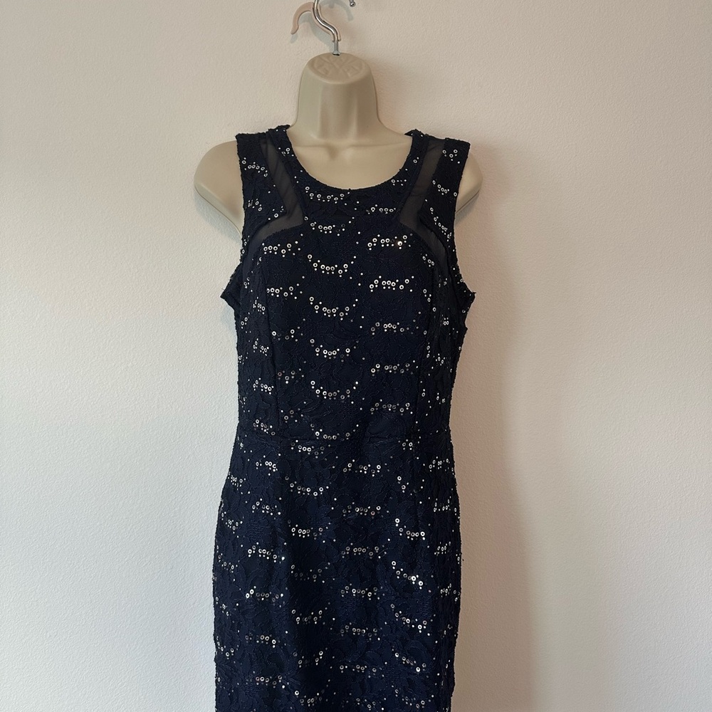City Triangles Navy Lace Midi Dress